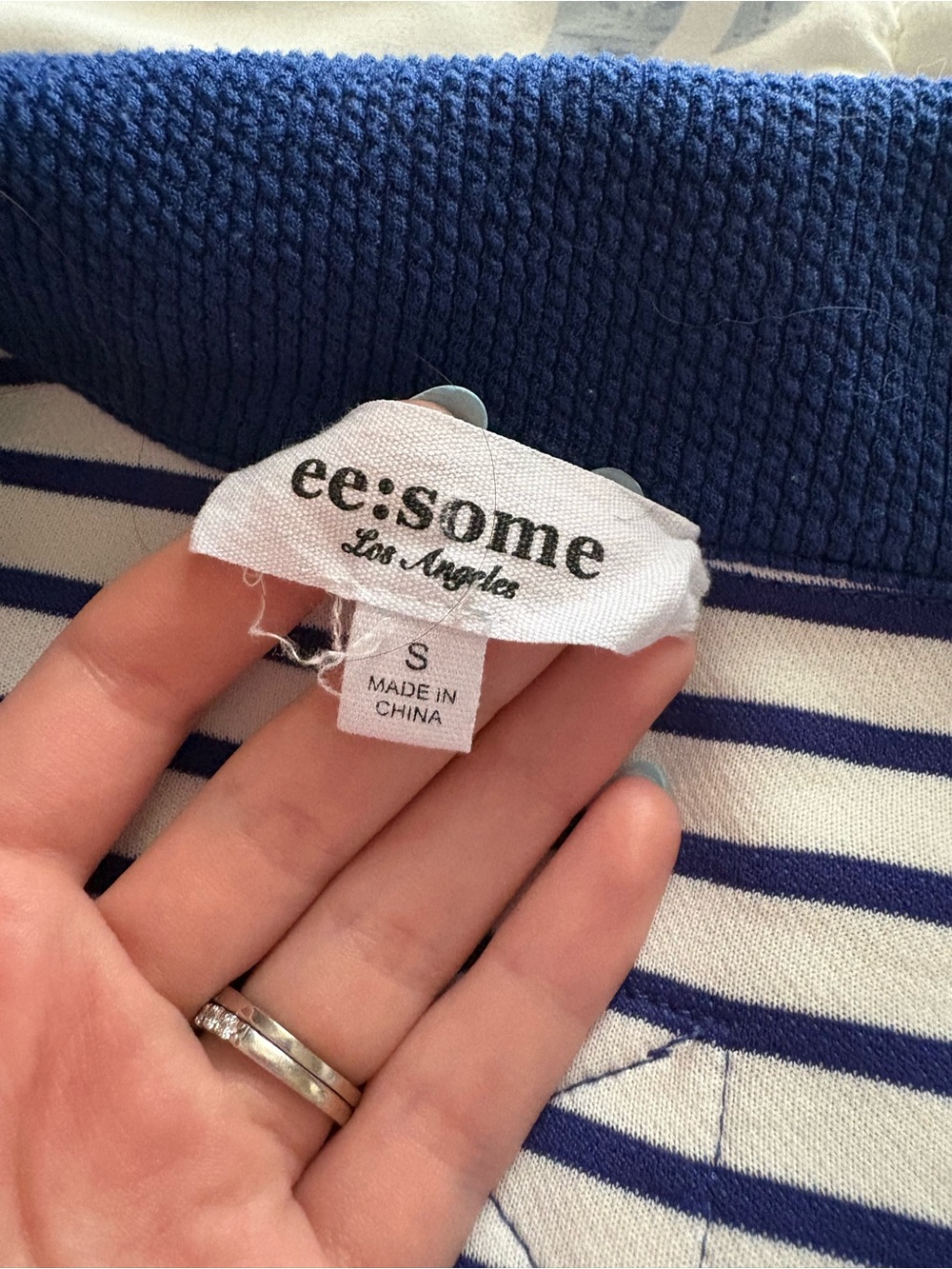 ee:some Blue and White Striped Collared Cropped Sweatshirt - Picture 4 of 4